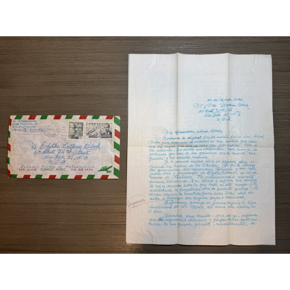 Edythe Latham Bloch x Dr. Ysidrio Valladares Letter Postcard Lot 1954-1963 - Picture 6 of 13